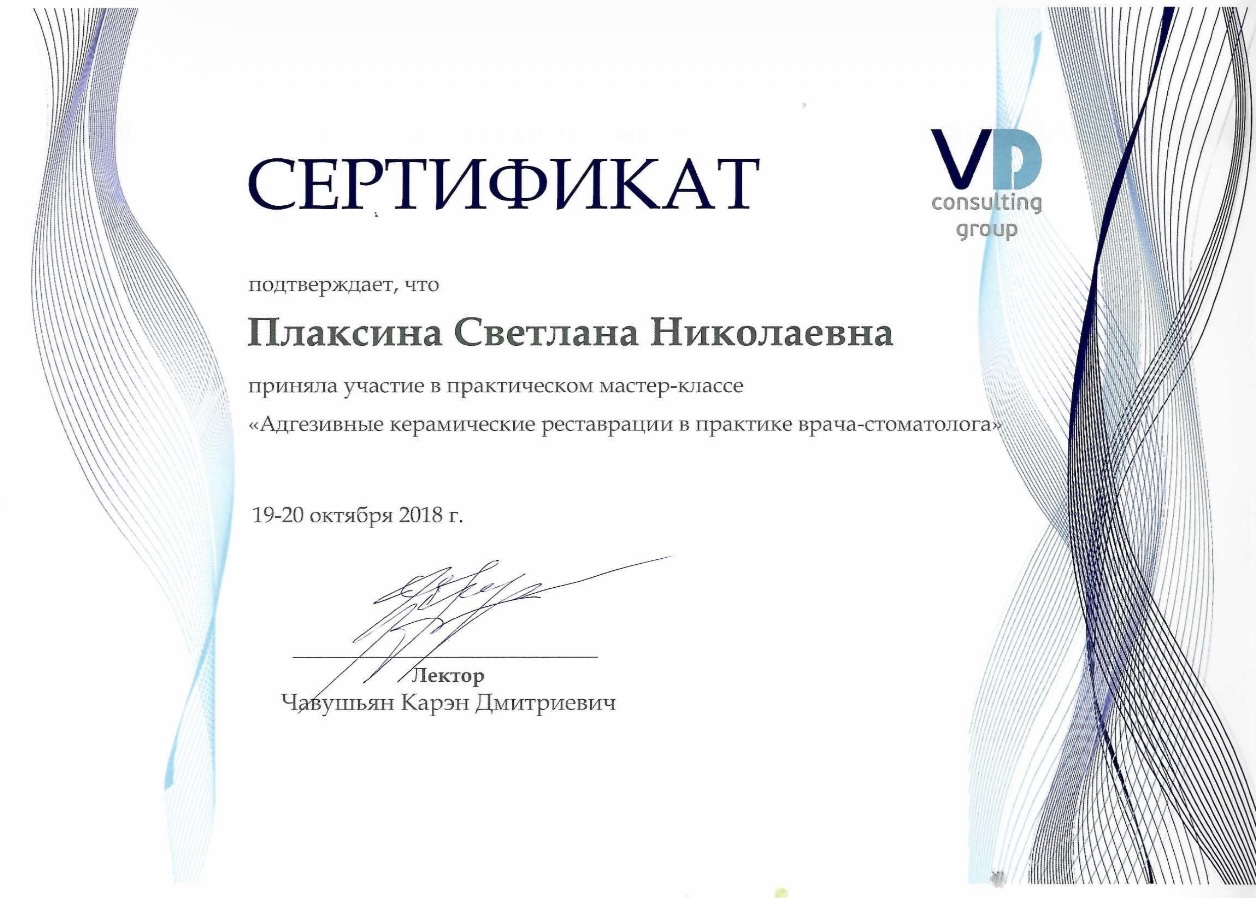 Сертификат Плаксина Светлана Николаевна, 2